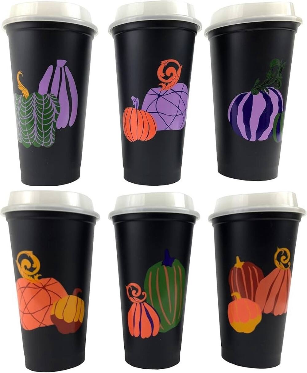 NWT Starbucks Halloween Fall Pumpkin Gourd Glow In The Dark Reusable Cups 6-Pack